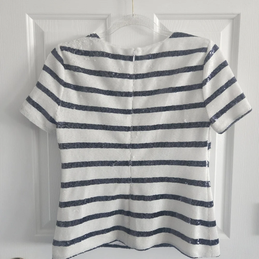 NWT Ralph Lauren Striped Sequin Short Sleeve Blouse - Picture 6 of 12
